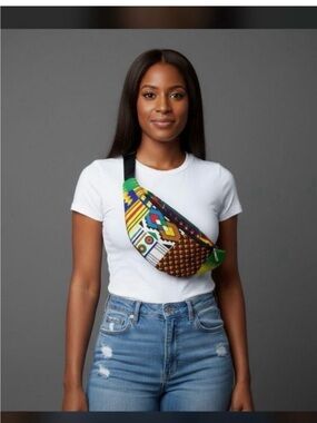 Handmade Ankara Fanny Pack, African Wax Print Crossbody Belt Bag